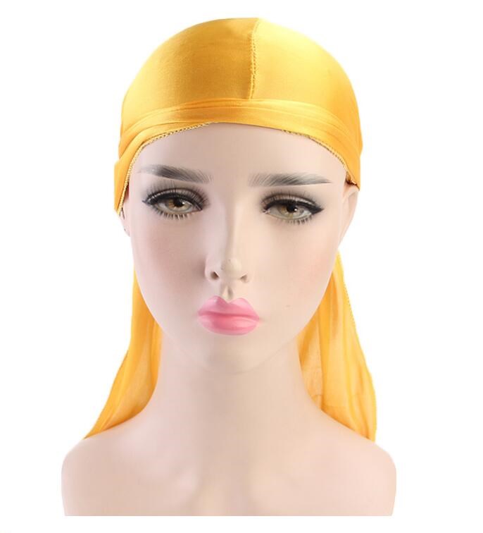 Explosive models for men and women imitation silk long tail turban hat pirate hat sleeping wig hat
