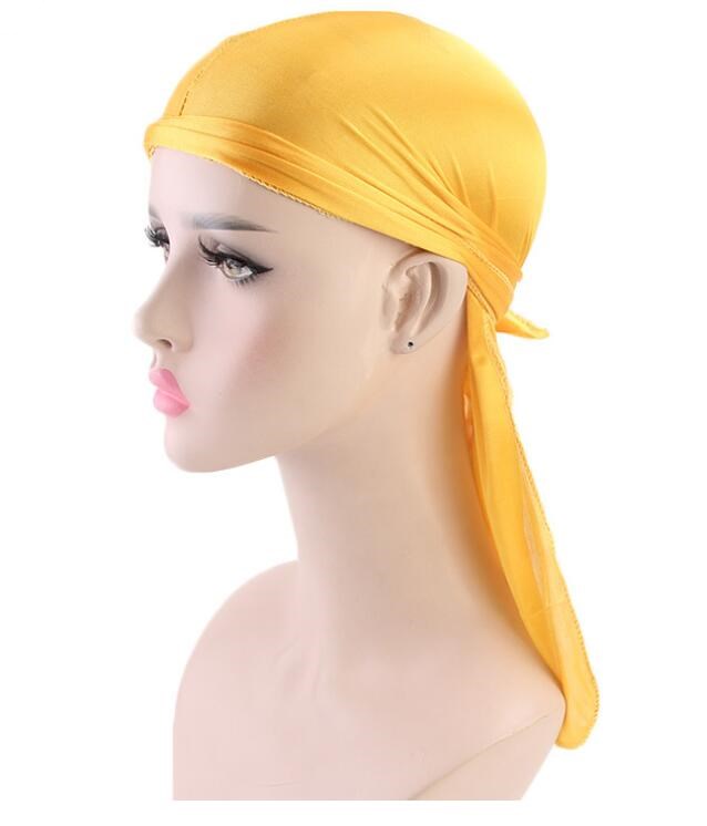 Explosive models for men and women imitation silk long tail turban hat pirate hat sleeping wig hat