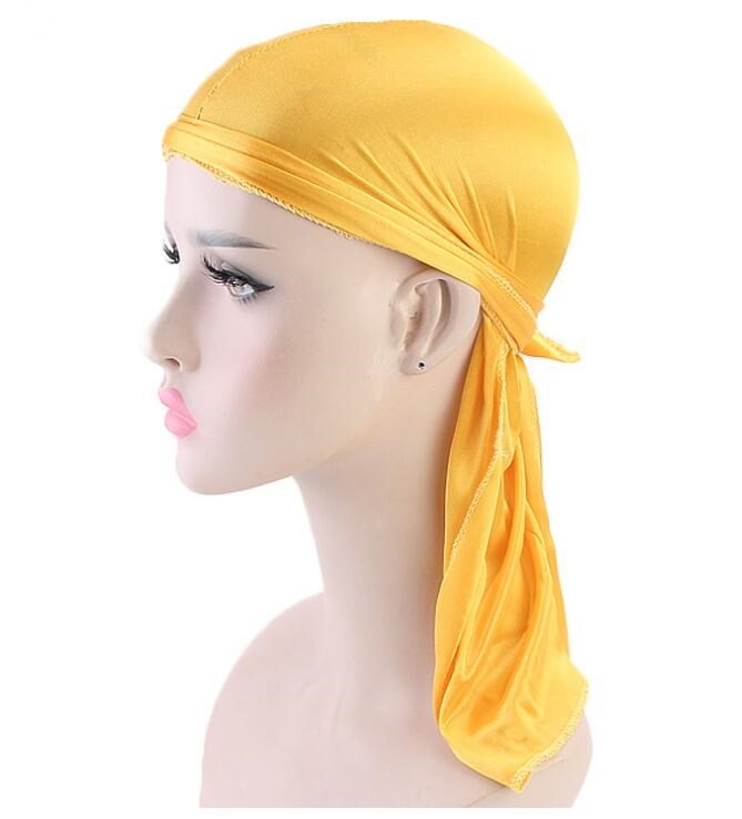 Explosive models for men and women imitation silk long tail turban hat pirate hat sleeping wig hat