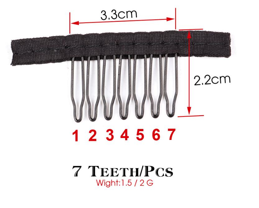 20Pcs Wigs Cap Accessories Hair Clips For Weaves Wig Lace  7 Thooth Convenient For  Wig Caps Black