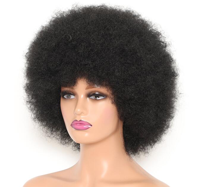 African explosive wig short curly fluffy short explosive head synthetic wig natural wig Black