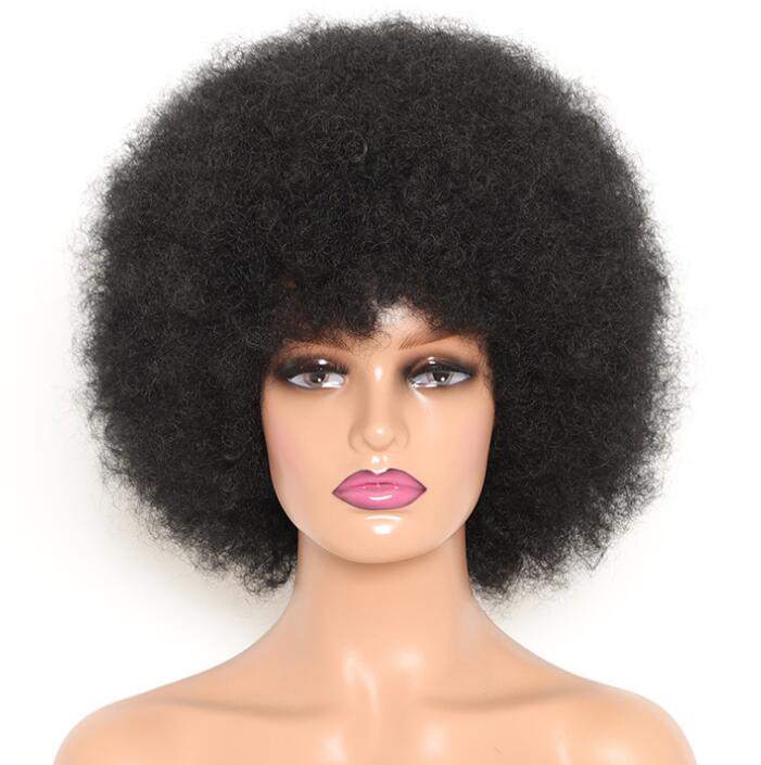African explosive wig short curly fluffy short explosive head synthetic wig natural wig Black