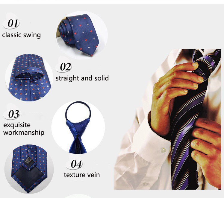 Men&apos;s casual ZIPPER Neckties TIE business dress professional convenience lazy people