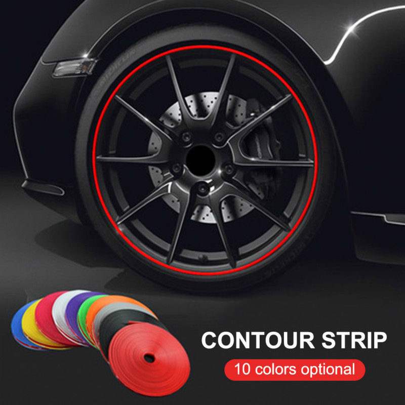 8M/Roll Car Wheel Rims Protector Decor Strip Rubber Moulding Rimblades Car Exterior Accessories