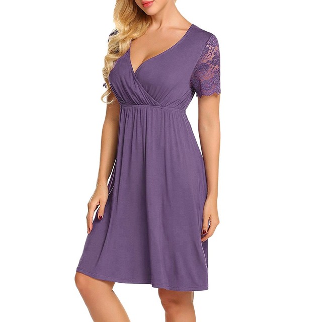 Maternity Dress Pregnant Womens Dresses Nursing Nightgown Lace Splice Pregnancy Maternity Clothing