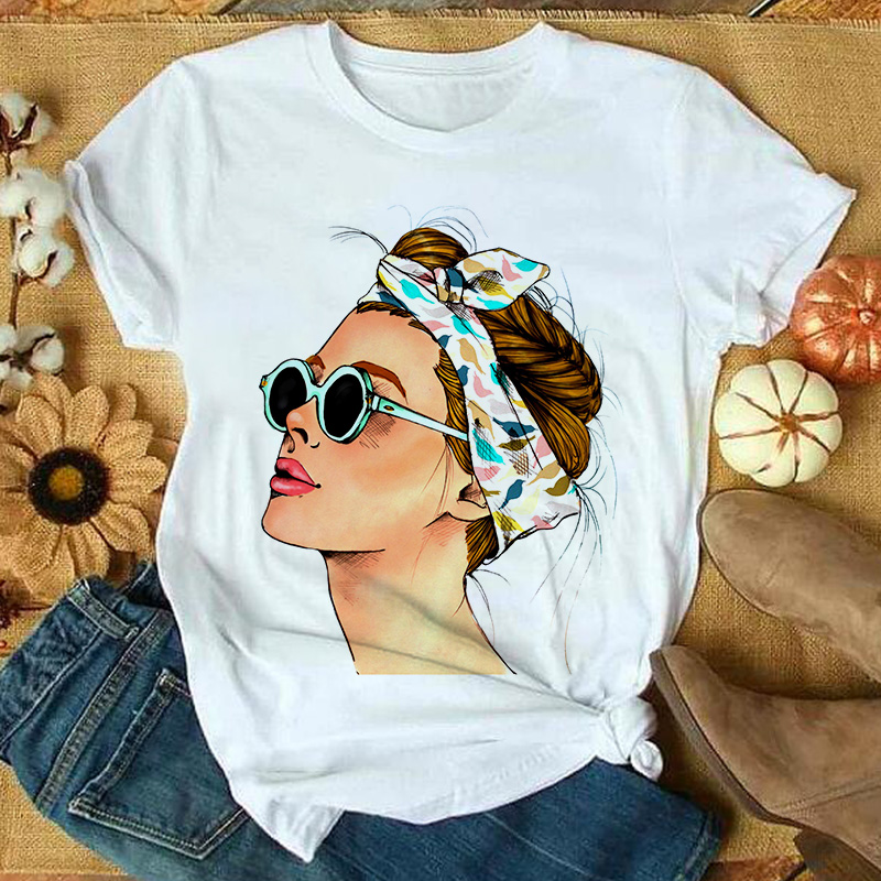Yellow Plus Size Tshirt Women Summer Vogue Print Lady Casual T-Shirt Tops