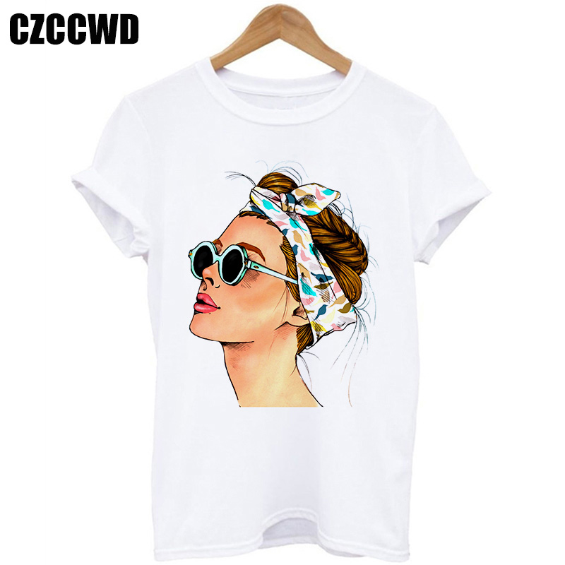 Yellow Plus Size Tshirt Women Summer Vogue Print Lady Casual T-Shirt Tops