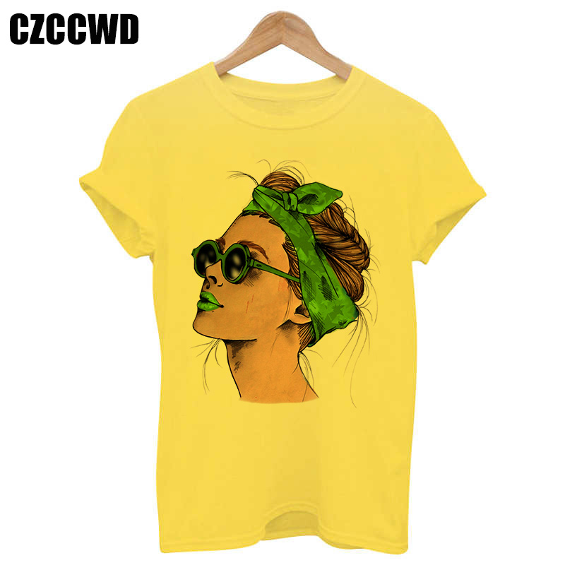 Yellow Plus Size Tshirt Women Summer Vogue Print Lady Casual T-Shirt Tops