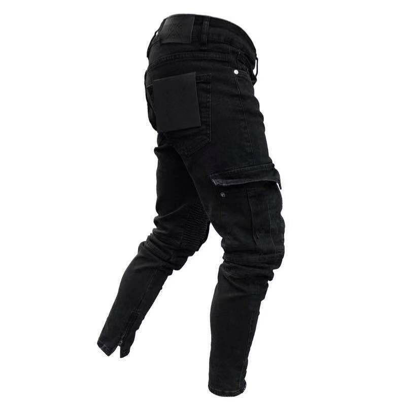 Men Biker Ripped Long Denim Trousers Skinny Jeans Pants Destroyed  Trousers