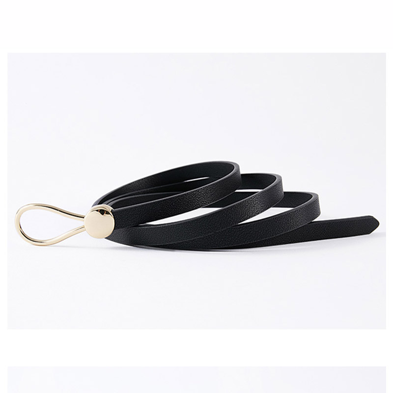 Luxury Brand Women Belts Thin Golden Buckle PU Leather Strap For Dress Trousers Belts