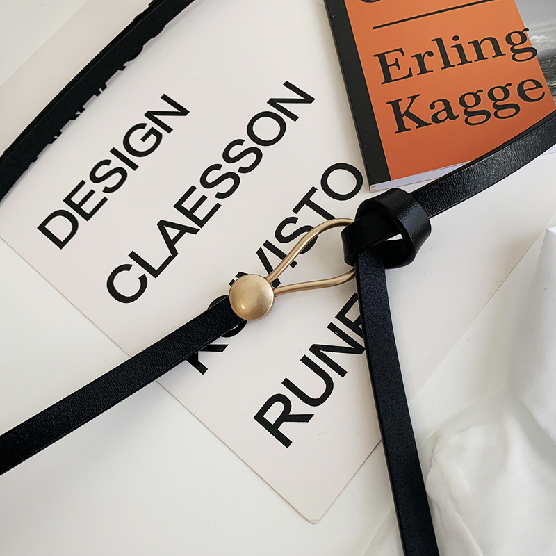 Luxury Brand Women Belts Thin Golden Buckle PU Leather Strap For Dress Trousers Belts