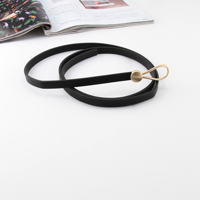 Luxury Brand Women Belts Thin Golden Buckle PU Leather Strap For Dress Trousers Belts
