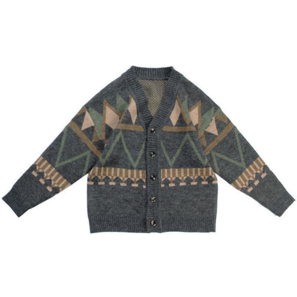 Men Cardigan Autumn Male Outwear Mens Sweaters V-neck Argyle Retro Japanese Jackets &amp; Trench Coats