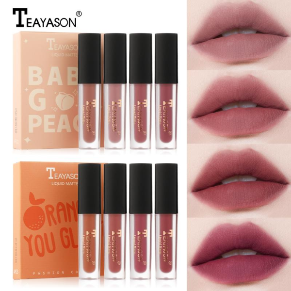 TEAYASON 4PCS Liquid Lipstick Lip Gloss Velvet Matte Lipstick Natural Waterproof Long  Makeup