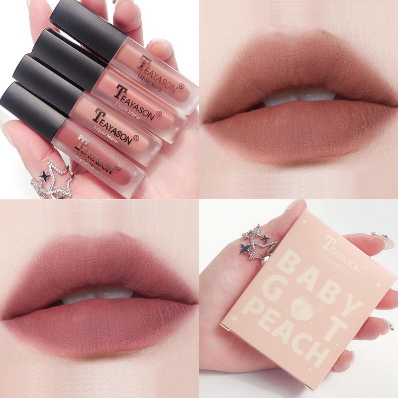 TEAYASON 4PCS Liquid Lipstick Lip Gloss Velvet Matte Lipstick Natural Waterproof Long  Makeup