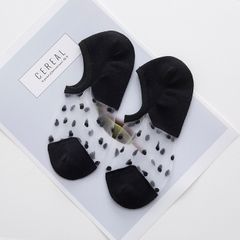 5Pairs Crystal Lace Socks Summer Women Transparent Lace Silk Flower Girls Elastic Socks one size Black