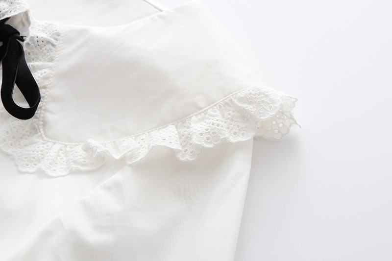 HSA 2021 white blouse women long sleeve cotton womens tops and blouses sweet Peter pan  Tops