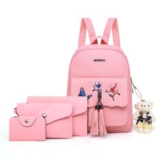 3PCS/SET Fashion Handbags for Ladies PU Leather High Quality Handbags for Women Pink one size