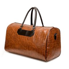Men's Large Capacity High Quality Travel Bag PU Leather Sports Duffle & Gym Bags Brown one size