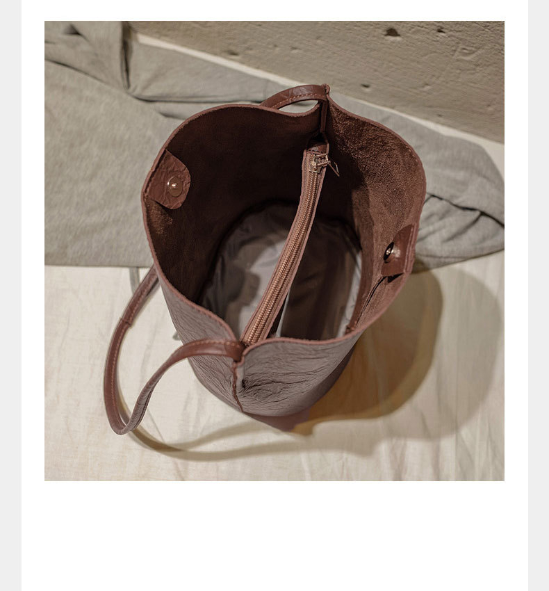 Vintage Bucket Bag PU Leather Handbag Messenger Large Capacity Shopping Bag