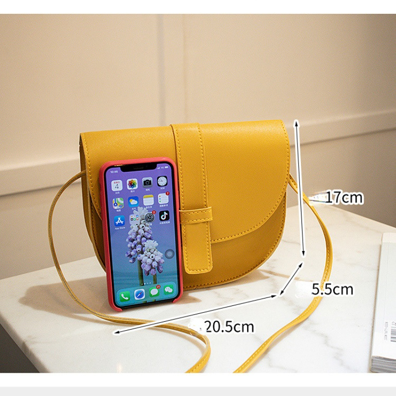 Solid Color Saddle Bag Shell Women's Single Shoulder Bag Messenger Personalized Mobile Phone Handbag