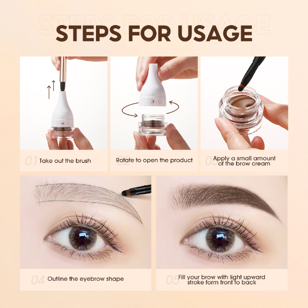 O.TWO.O Eyebrow Pomade Brow Mascara Natural Waterproof Long Lasting Creamy Texture 4 Colors Makeup