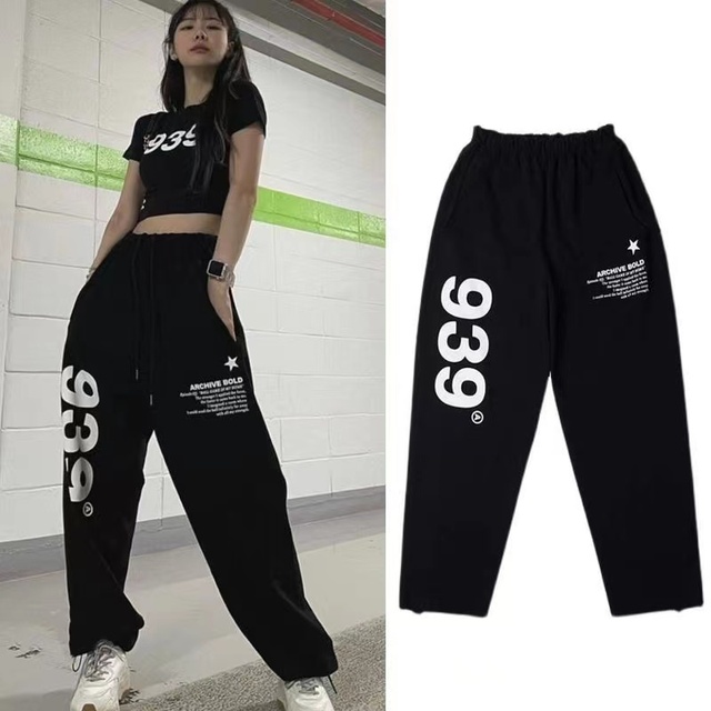 Oversized Text Women pants Black Jogging Sweatpants Women for pants Baggy Sports Pants Jogger High Waist  Trousers & Leggings