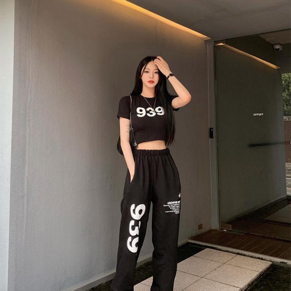 Oversized Text Women pants Black Jogging Sweatpants Women for pants Baggy Sports Pants Jogger High Waist  Trousers & Leggings