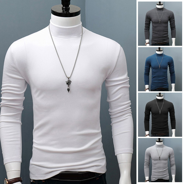 Men's Half High Collar Long Sleeve Men's Bottoming Shirt T-shirt Long Sleeve Autumn And  Sweatshirts, Cardigans & Hoodies