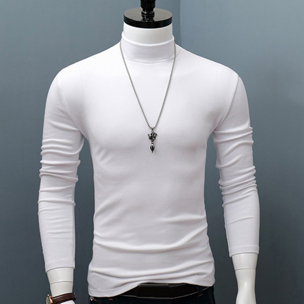 Men's Half High Collar Long Sleeve Men's Bottoming Shirt T-shirt Long Sleeve Autumn And  Sweatshirts, Cardigans & Hoodies