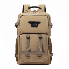 Backpacks Men's Functional Multi Canvas Backpack Breathable Wear-resistant Travel Backpack Men's Functional Multi Canvas Backpack Large Capacity Outdoor Breathable Wear-resistant T Khaki 53*33*16CM