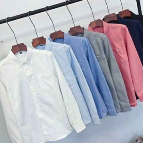 Solid cotton youth long sleeve shirt casual men's oxford spinning shirts