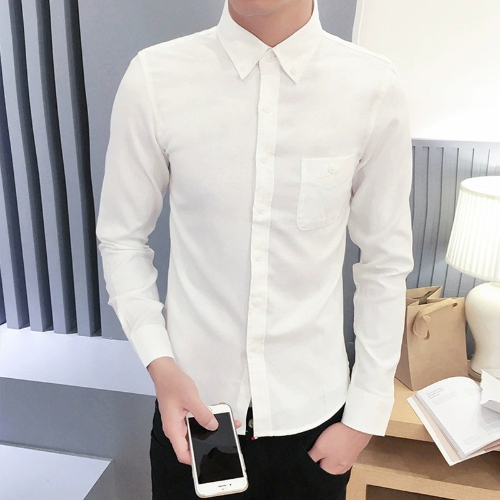 Solid cotton youth long sleeve shirt casual men's oxford spinning shirts
