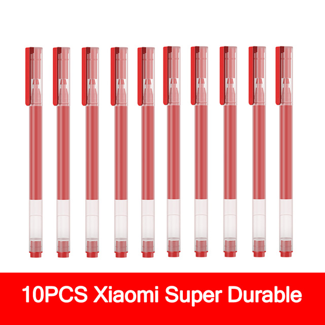 10PCS Xiaomi Super Durable Writing Sign Pen 0.5mm Gel Signing Smooth Red Black Ink Ballpoint Pen