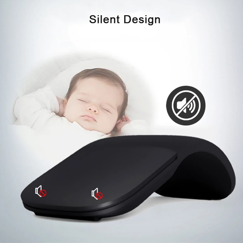 Slim and Portable 2.4Ghz Wireless Folding Arc Optical Mouse Bluetooth Mouse for Notebook PC MacBook