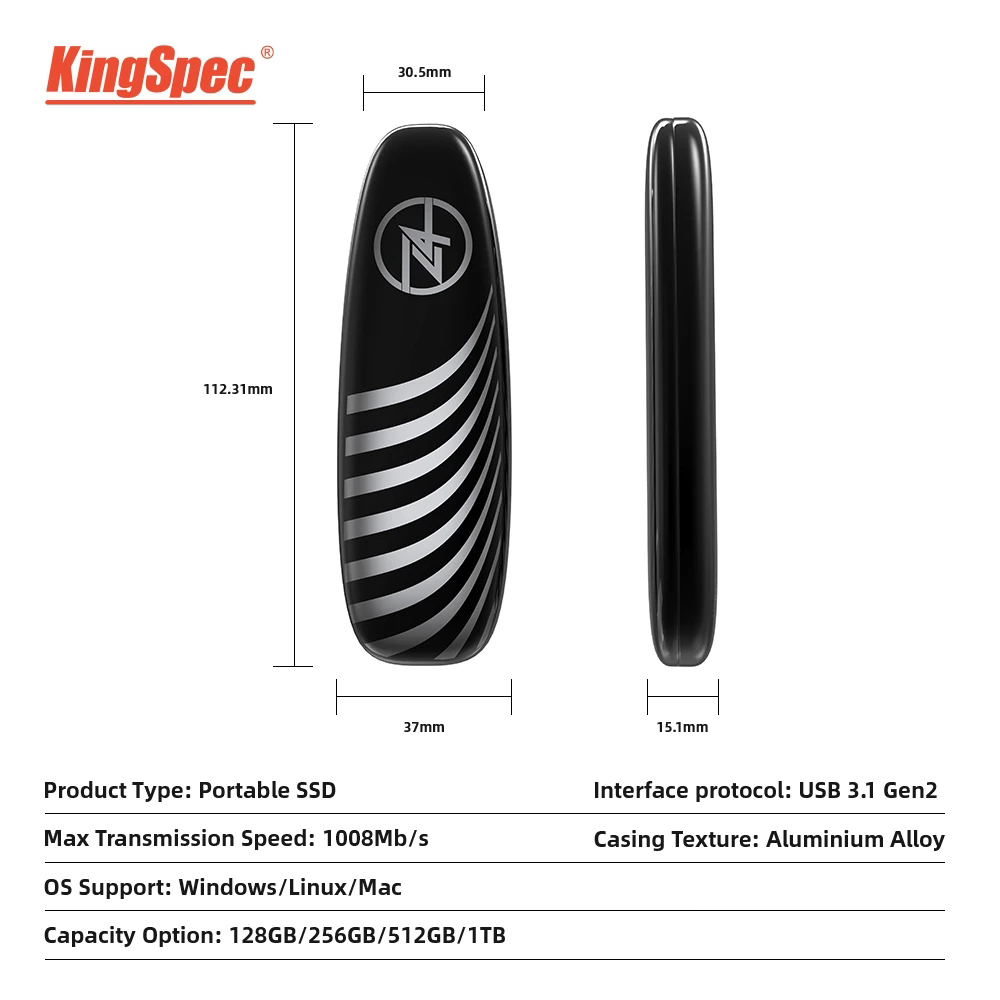 Ultra-High Speed Portable External SSD Disk Drive Nvme USB3.1 Type-C Solid State Disk for Laptop