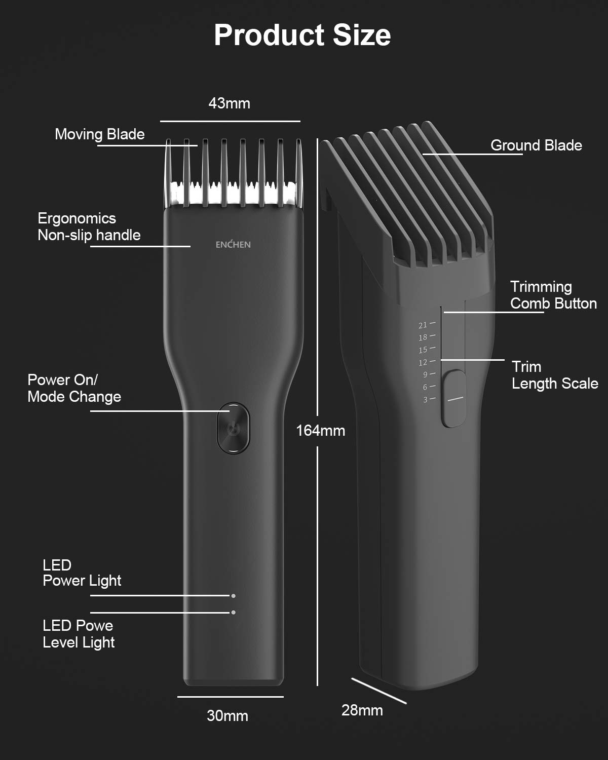 High Quality XiaoMi ENCHEN Hair Clipper Electric Cutter Trimmer