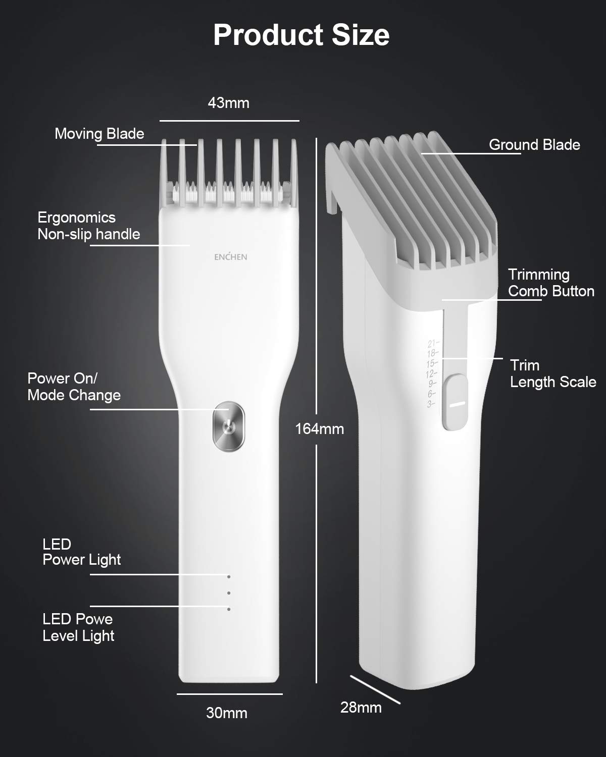 High Quality XiaoMi ENCHEN Hair Clipper Electric Cutter Trimmer