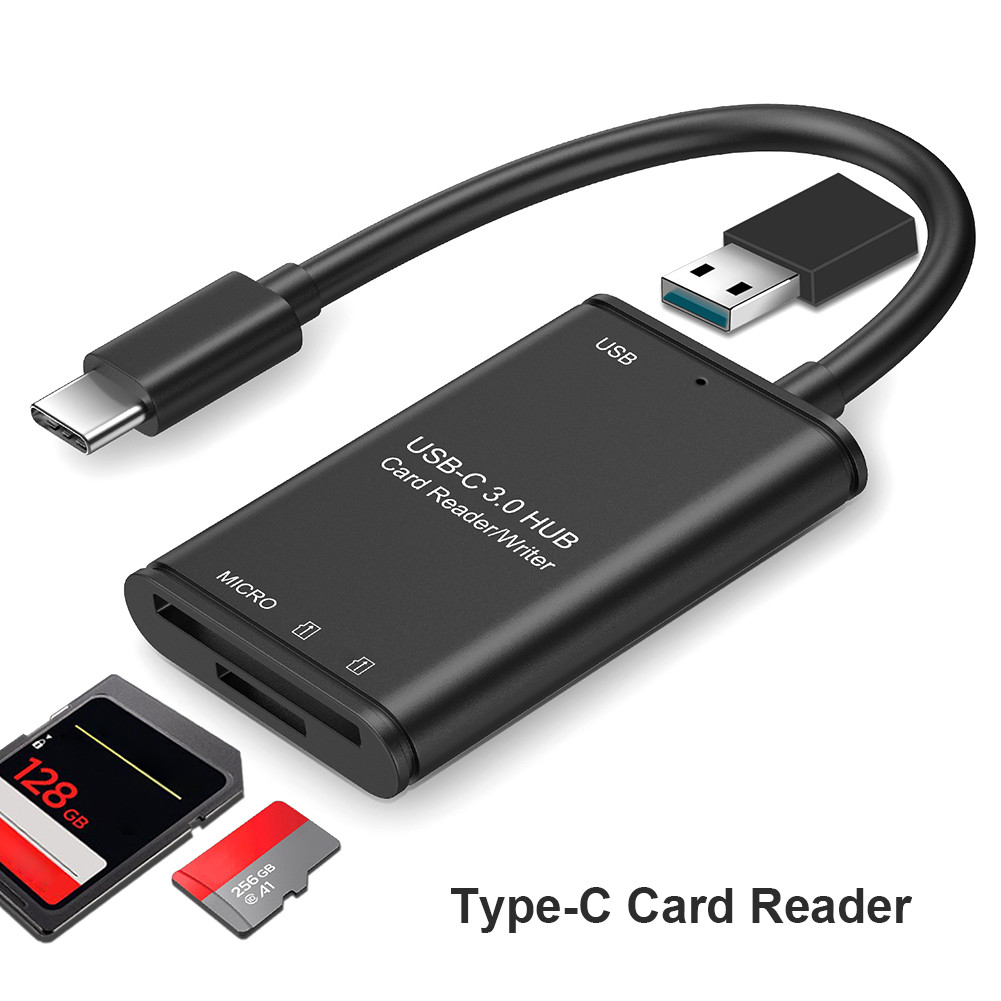 Type-C OTG SD Card Reader USB3.0 Card Hub Adapter 5Gbps Read 2 Cards Simultaneously TF/SD/USB-A