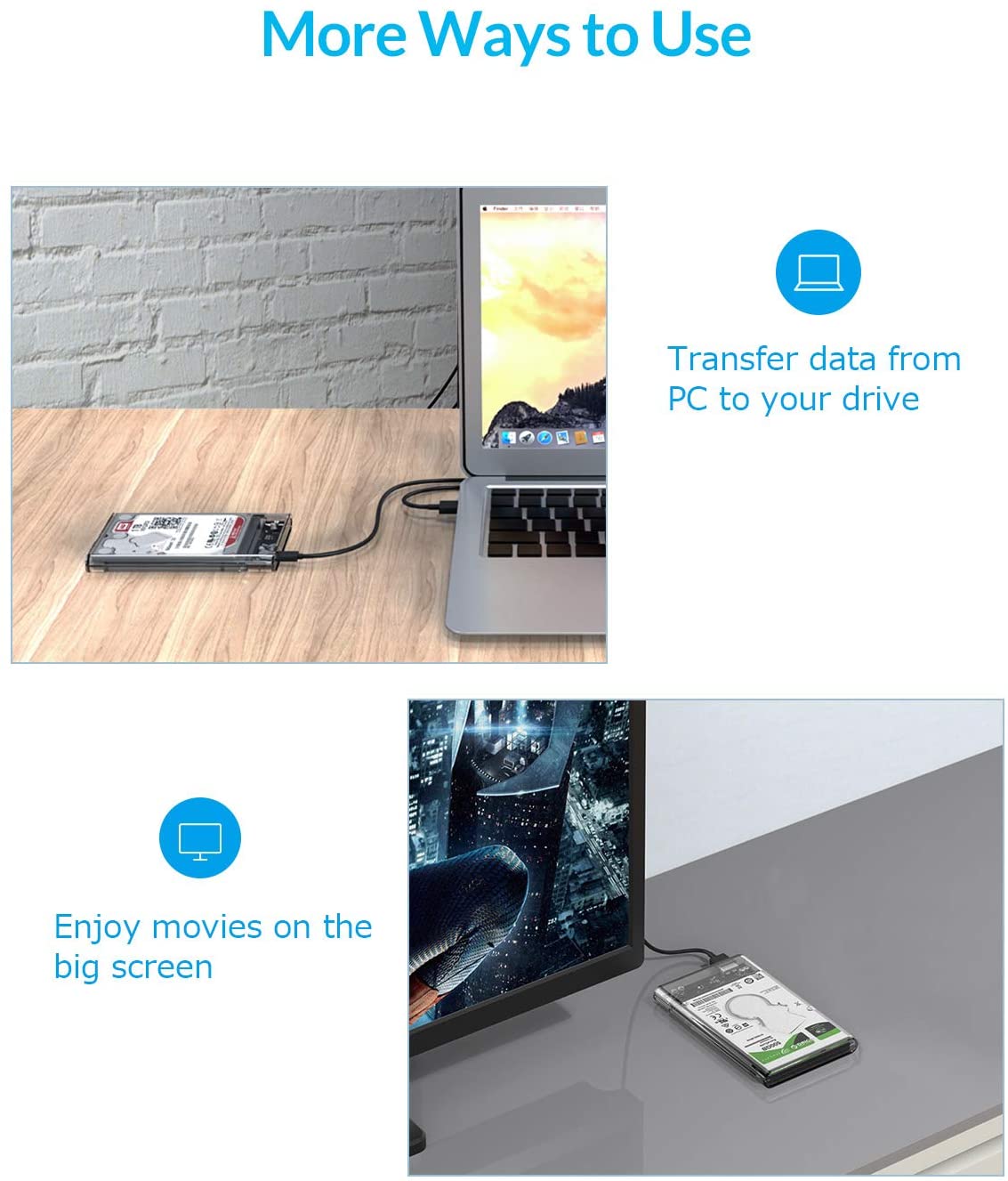 ORICO USB3.0 to SATA III 2.5&quot; External Hard Drive Enclosure for 7mm/9.5mm SATA HDD/SSD Tool Free