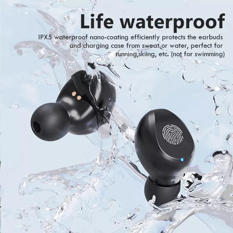 F9 TWS Bluetooth 5.0 Earphones IPX4 Waterproof LED Display CVC8.0 Noise Cancelling HiFi Stereo with Deep Bass 5H Playtime Ergonomic Fit for Sports Traffic-Proof Wireless Earphones