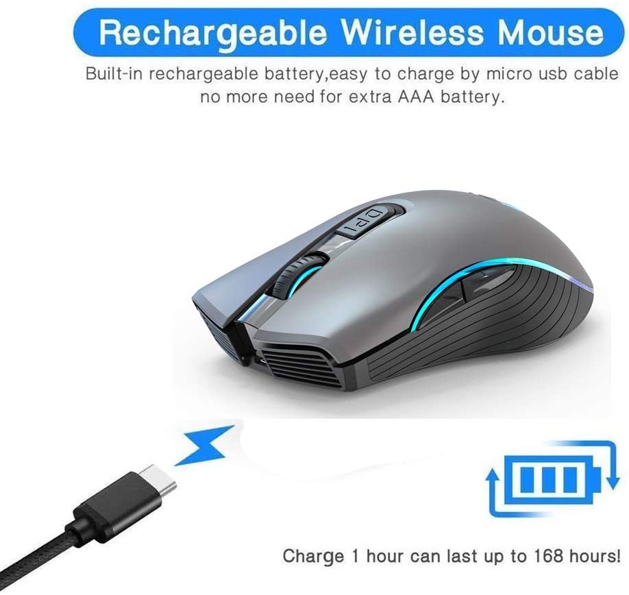 Dual Band 2.4G Wireless/Bluetooth Mouse RGB Light Ergonomic Optical Mice for IOS/Andriod/Windows