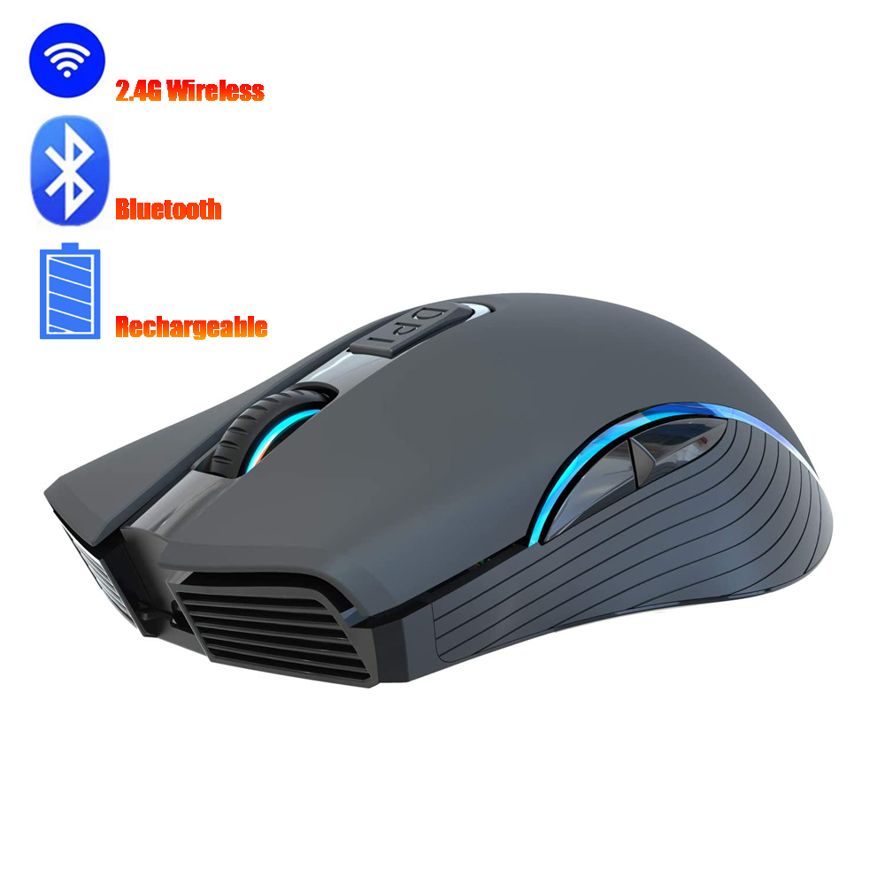 Dual Band 2.4G Wireless/Bluetooth Mouse RGB Light Ergonomic Optical Mice for IOS/Andriod/Windows