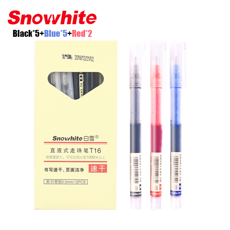 12PCS School Office Stationeries Super Durable Writing Sign Pen 0.5mm Gel Ink Ballpoint Pen
