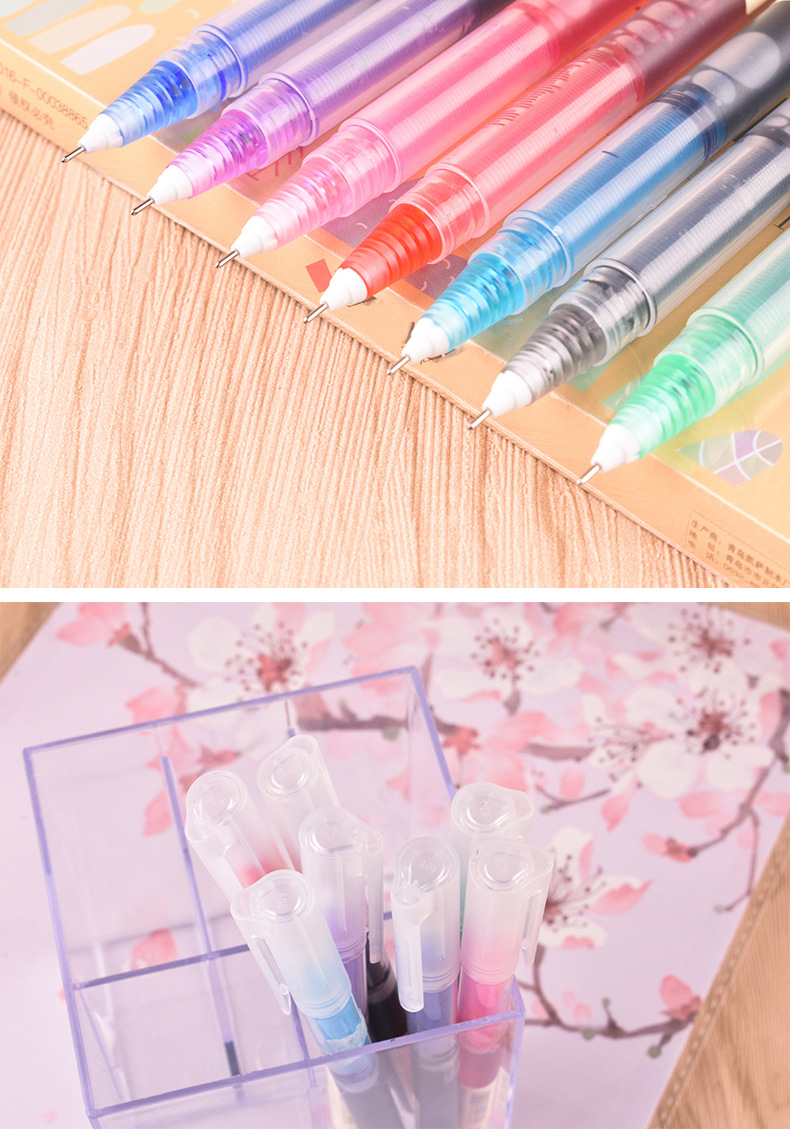 12PCS School Office Stationeries Super Durable Writing Sign Pen 0.5mm Gel Ink Ballpoint Pen