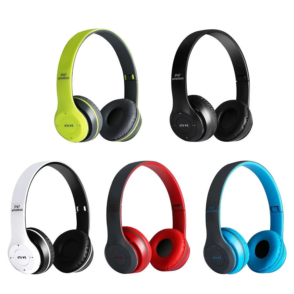 P47 Pro Wireless Headphones Foldable Protein Leather Ear Cushion with 32G TF Card Slot 3H Playback 184g Lightweight Design Bluetooth Headphones for Africa Travel/Offline Music