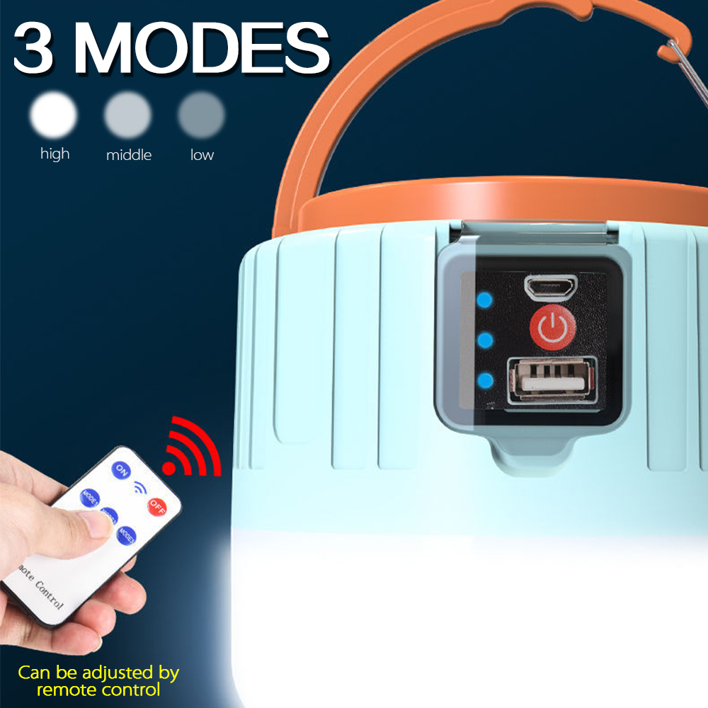 300W Solar Camping Light with Phone Charging Port Remote Control IPX65 Waterproof & 3 Modes 2400mAh Battery LED Power Display for Kenya Blackout Emergencies