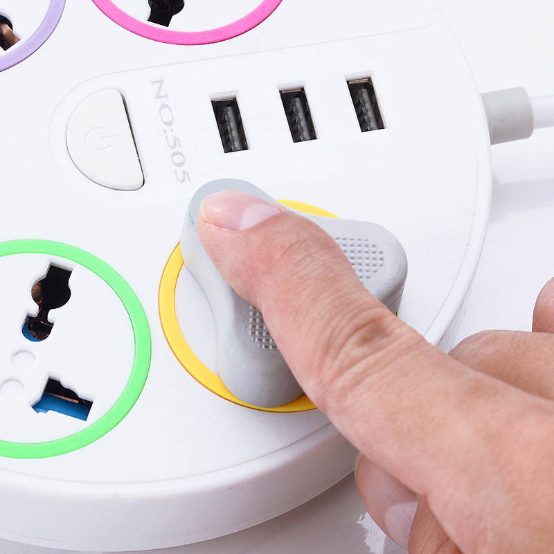 Universal Power Strip Child-Safe Power Strip with 3 USB Ports 2500W Flame Retardant Socket USB Charger Adapter 5AC Outlets Intelligent Charging  Wide Spacing for Kenya Home