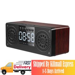 Bluetooth Speakers Wireless Subwoofer Dual Alarm Clock LED Display Phone Holder TF/AUX Dimmable Display Black FREE SIZE
