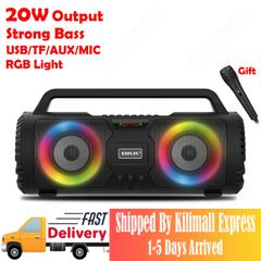 20W Woofer Bluetooth Speaker Strong Bass Portable Subwoofer Wireless Loud Stereo for Family Gatherings Outdoor Travel Black as picture